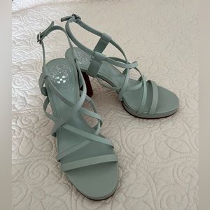 VINCE CAMUTO Cool Mint Leather Neloette Heel Sandals